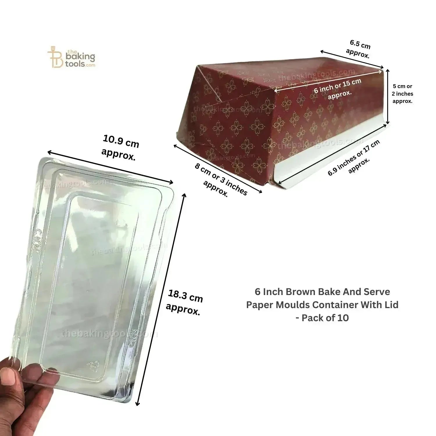 6 Inch Brown Bake And Serve Paper Moulds Plump Loaf Direct Baking Container - Pack of 10 - thebakingtools.com